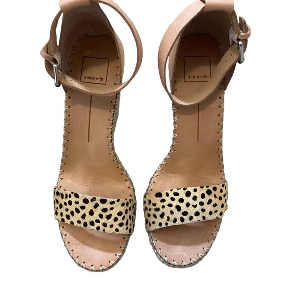 DOLCE VITA| Noor Leopard Calf Hair Espadrille Leather Wedges - SZ 10 worn 1X - Picture 6 of 11